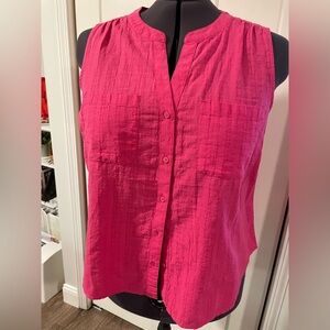 Pink Buttoned Blouse with Mandarin Collar